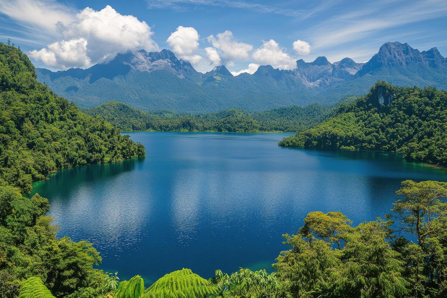 The beautiful lake in the middle of the jungle photo