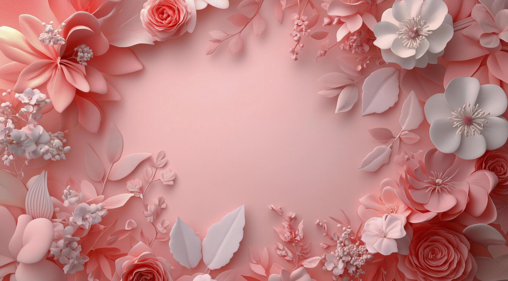 3d rendering of pink flowers on a pink background photo