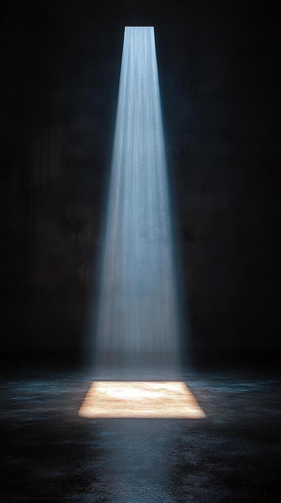 A light shining through a door into a dark room photo