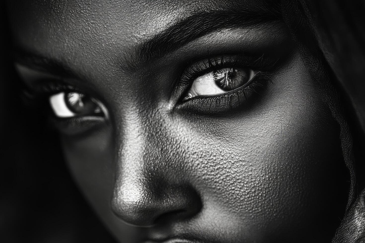 Black and white portrait of a beautiful woman photo