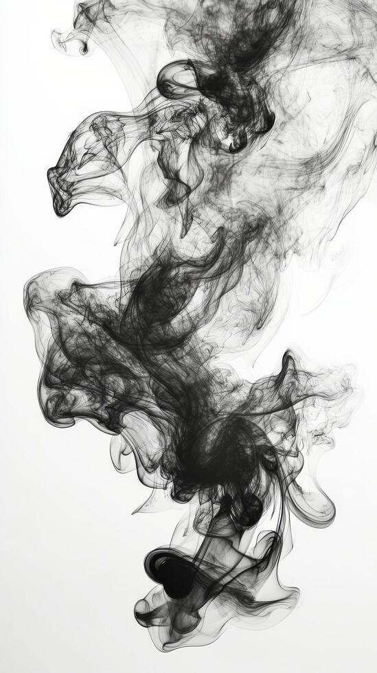 Black smoke on white background photo