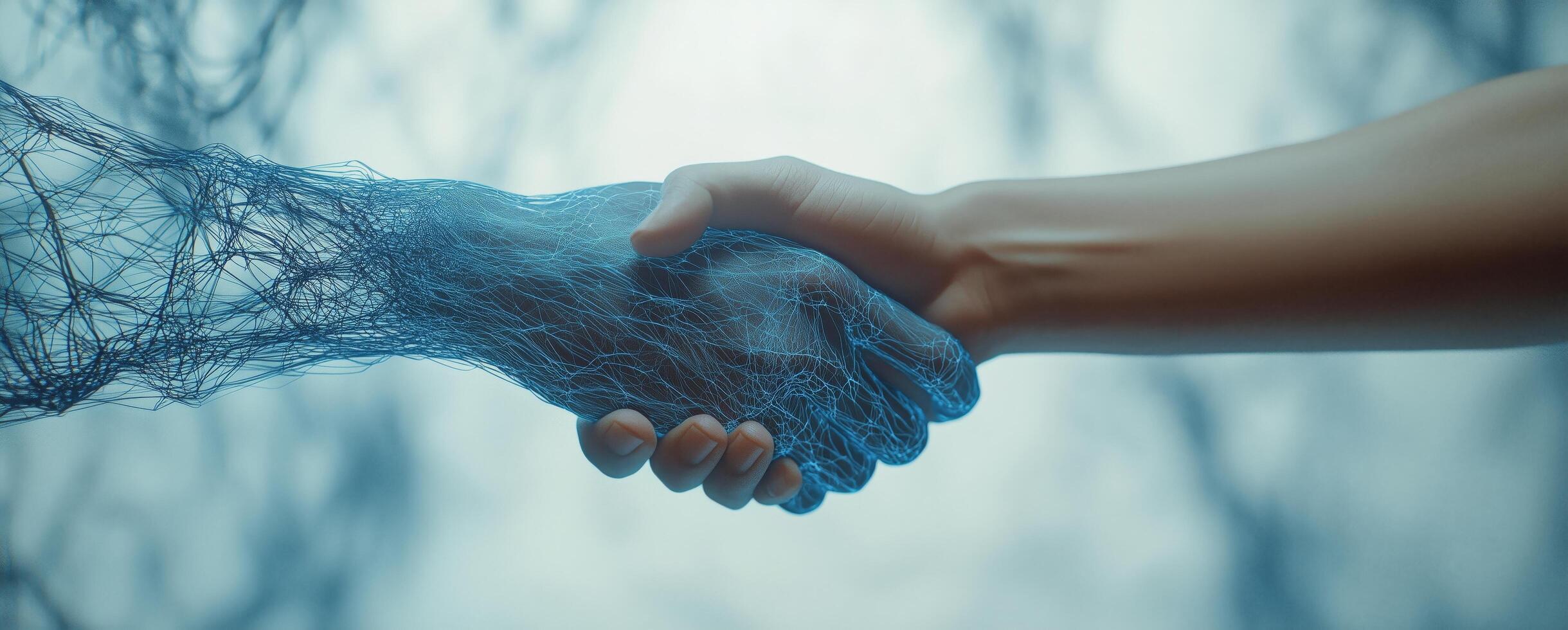 A handshake between two people in a network photo