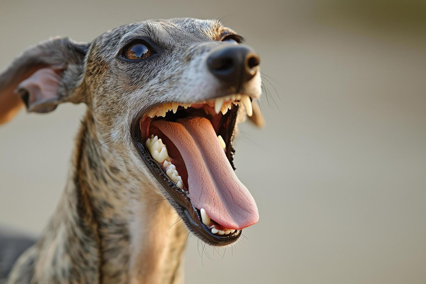 A dog with its mouth open photo