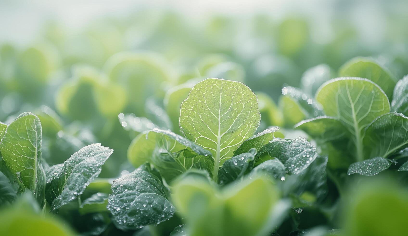 A close up of a field of green lettuce photo