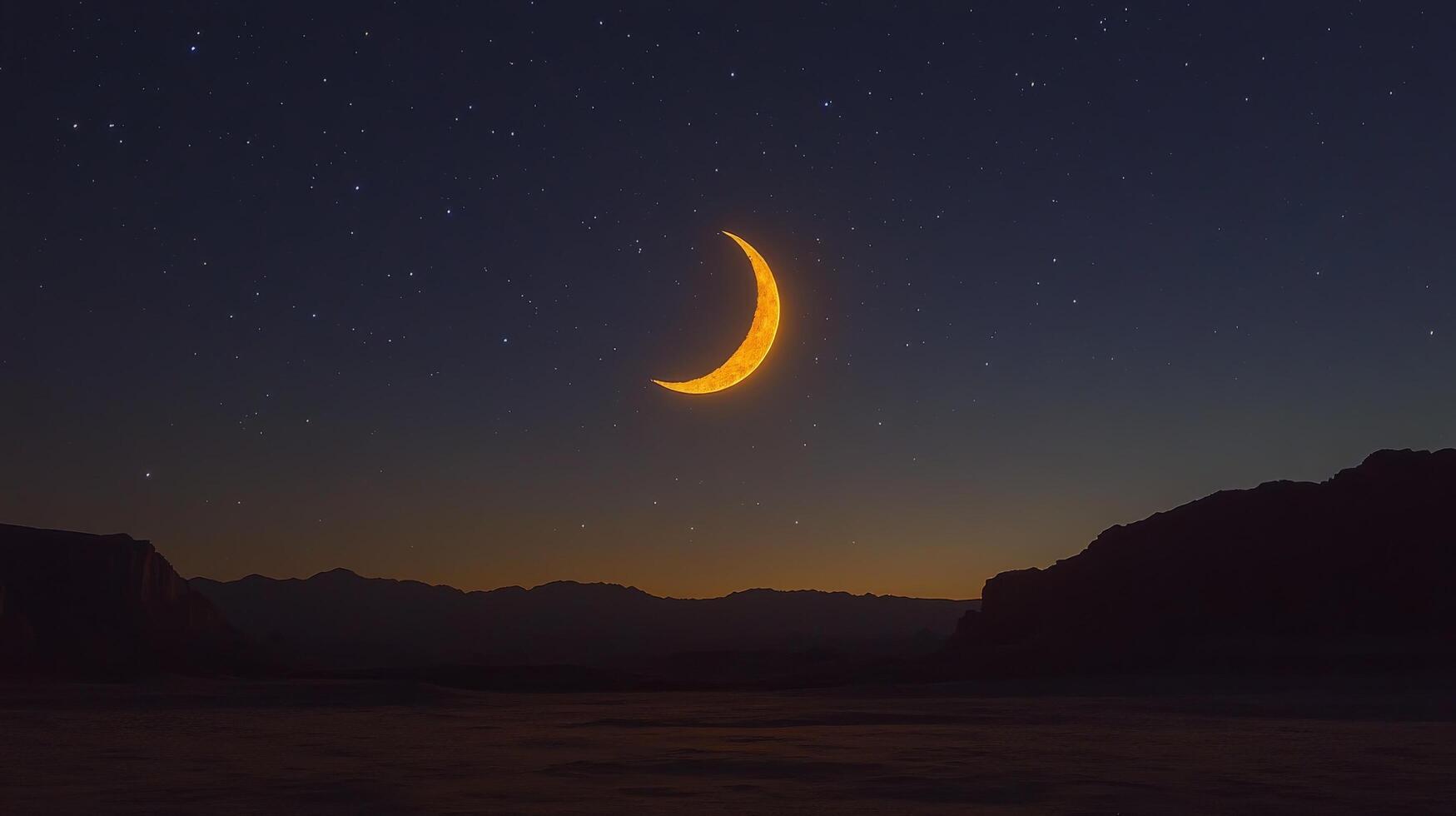 The moon is seen in the sky above a mountain range photo