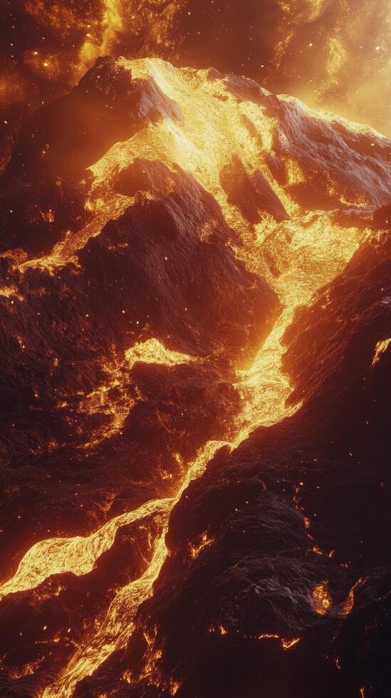 An image of a volcano with lava flowing out of it photo
