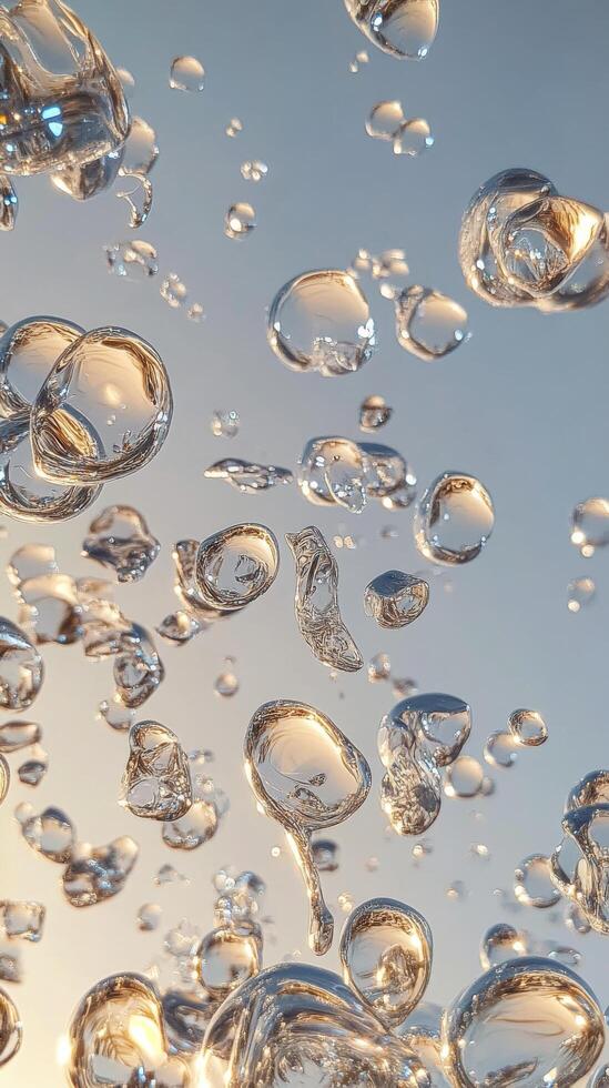 Water bubbles floating in the air photo