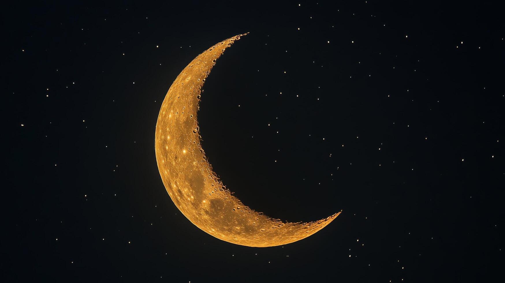 A crescent moon is shown in the night sky photo