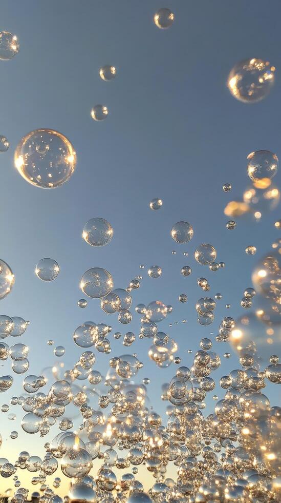 A large group of bubbles floating in the air photo
