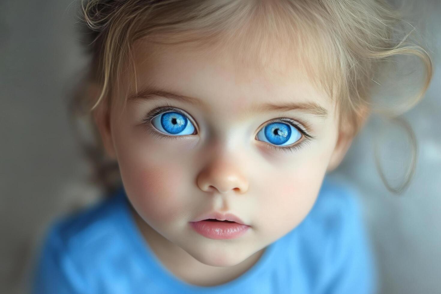 A little girl with blue eyes looking at the camera photo