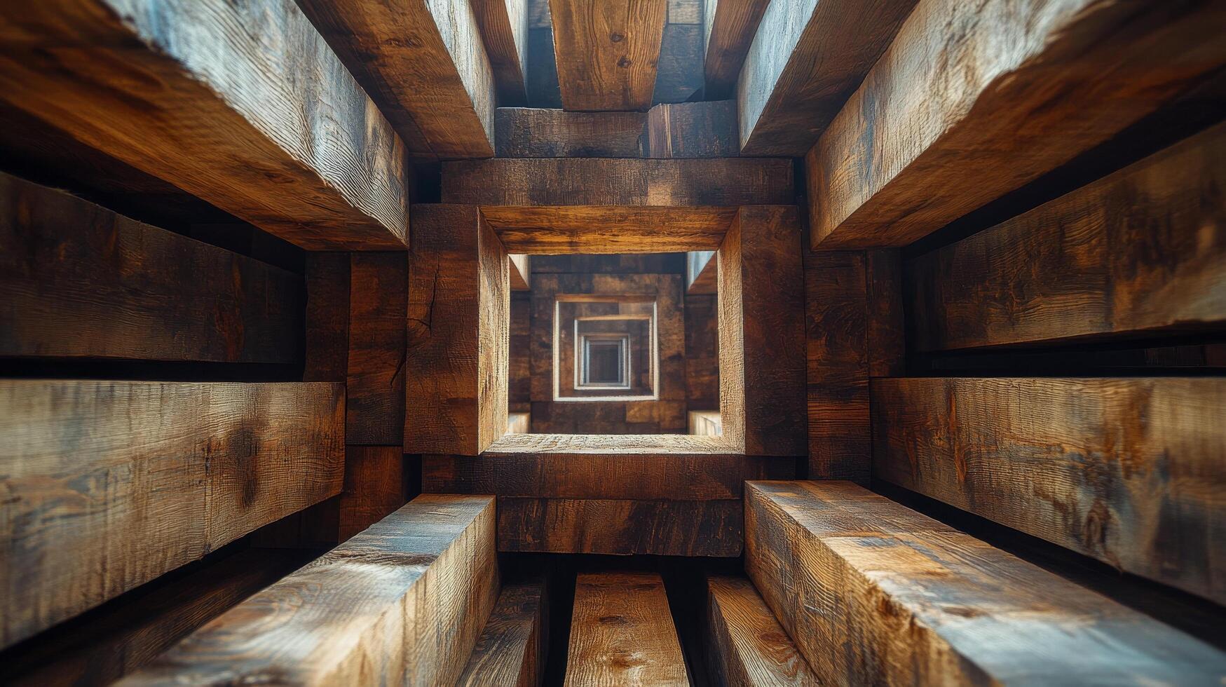 A view of a wooden structure from above photo