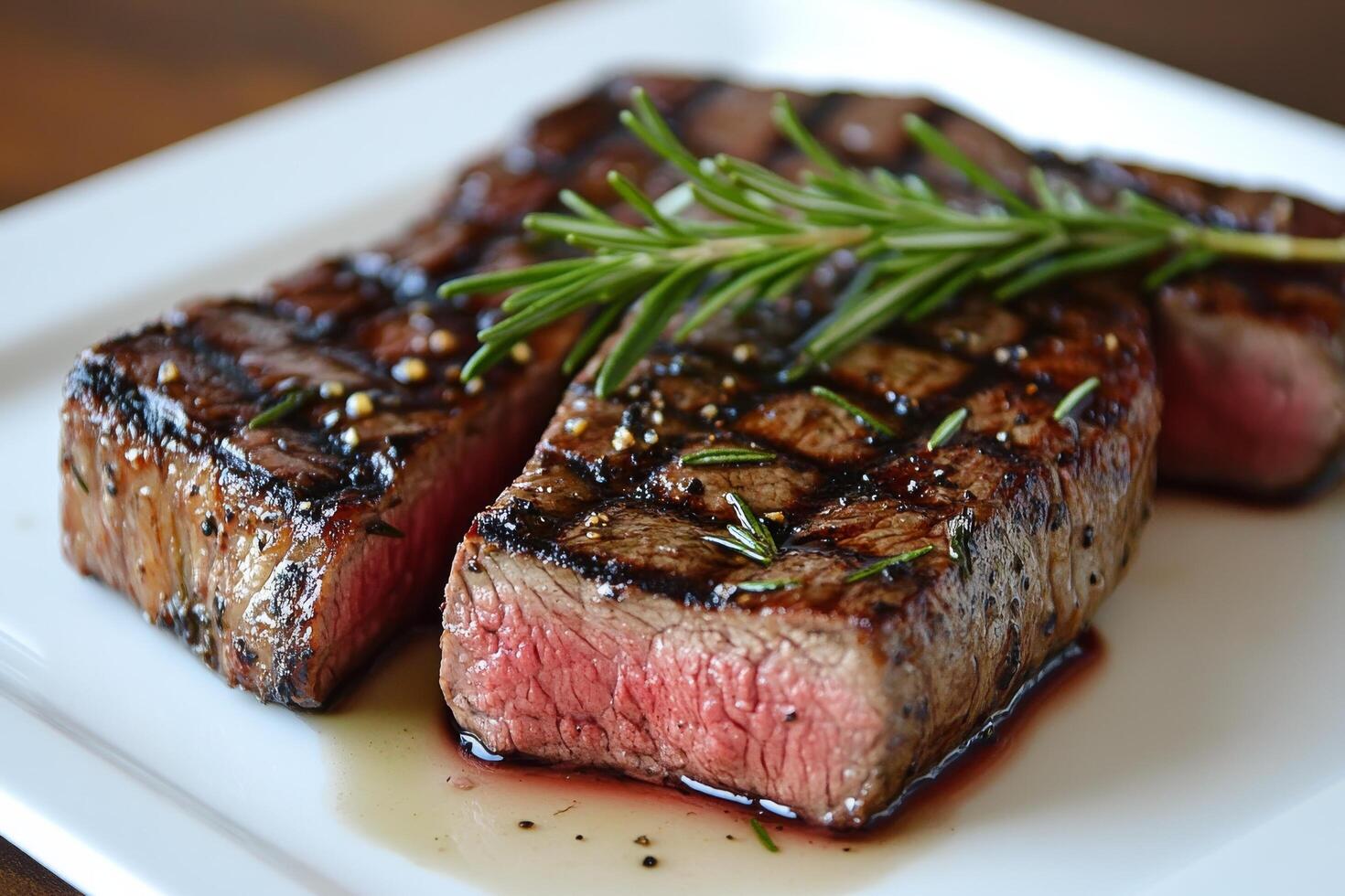 Steak with rosemary and garlic photo