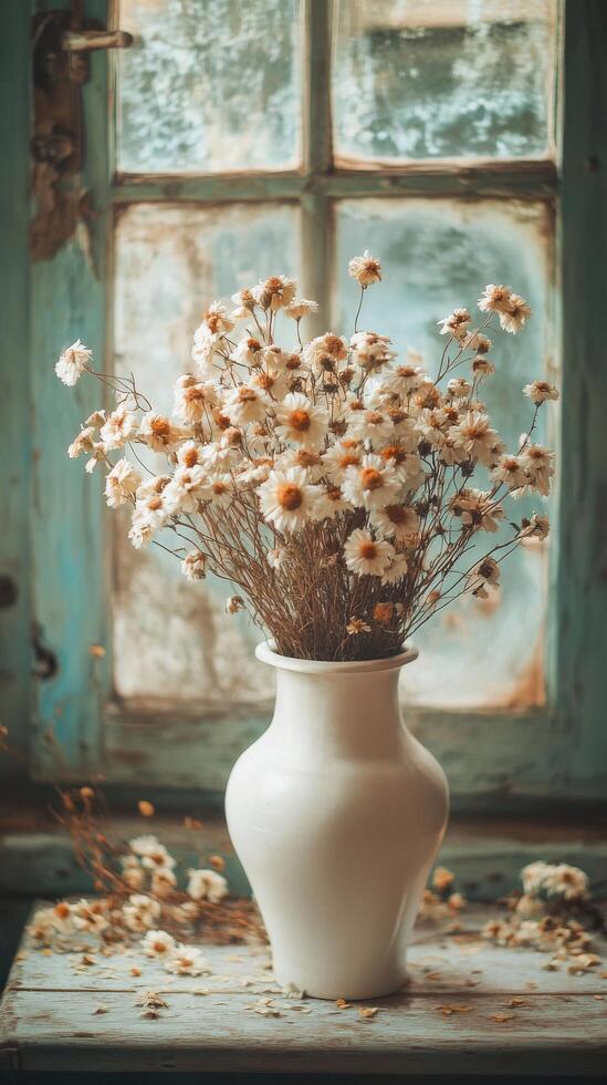 Still life with flowers in a vase photo