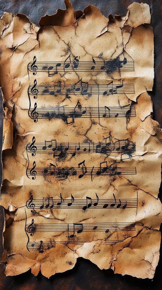 Old sheet music on a rustic background photo