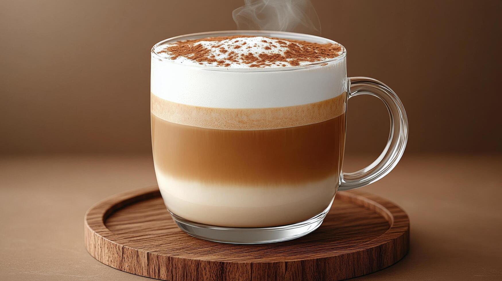 A glass of coffee with whipped cream and cinnamon photo