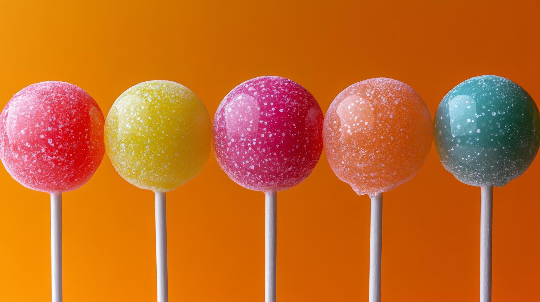 A row of lollipops on sticks photo