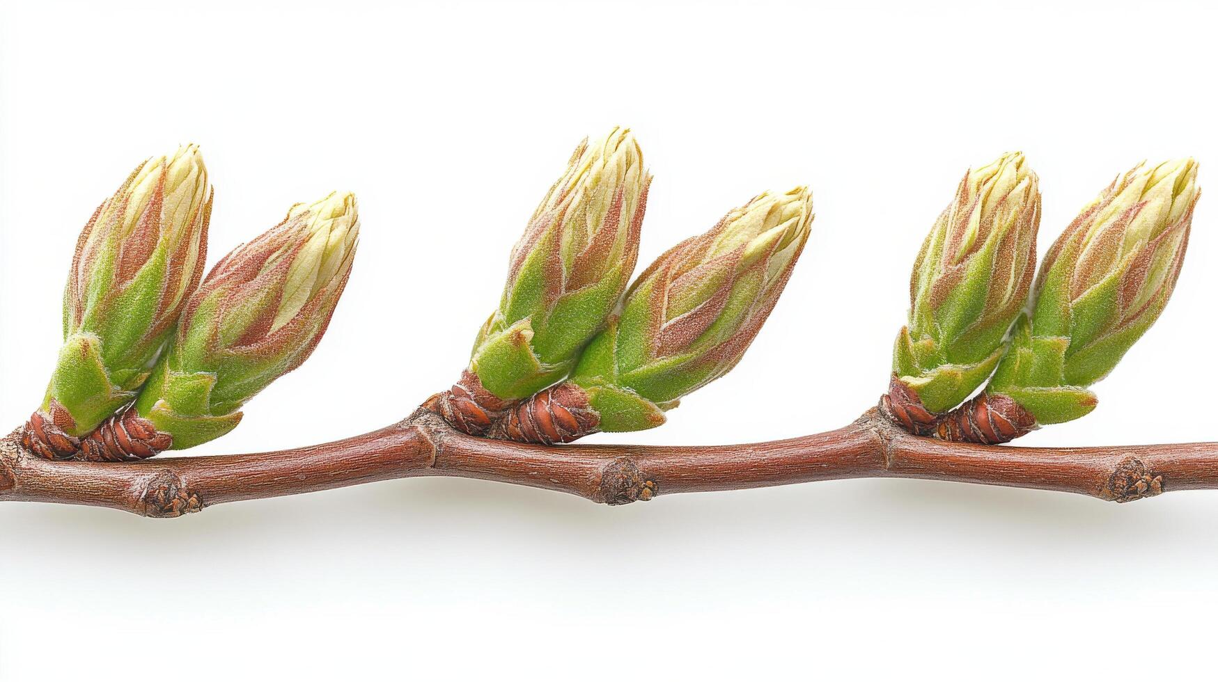 Frosty buds cling to a branch in early morning light during winter season photo