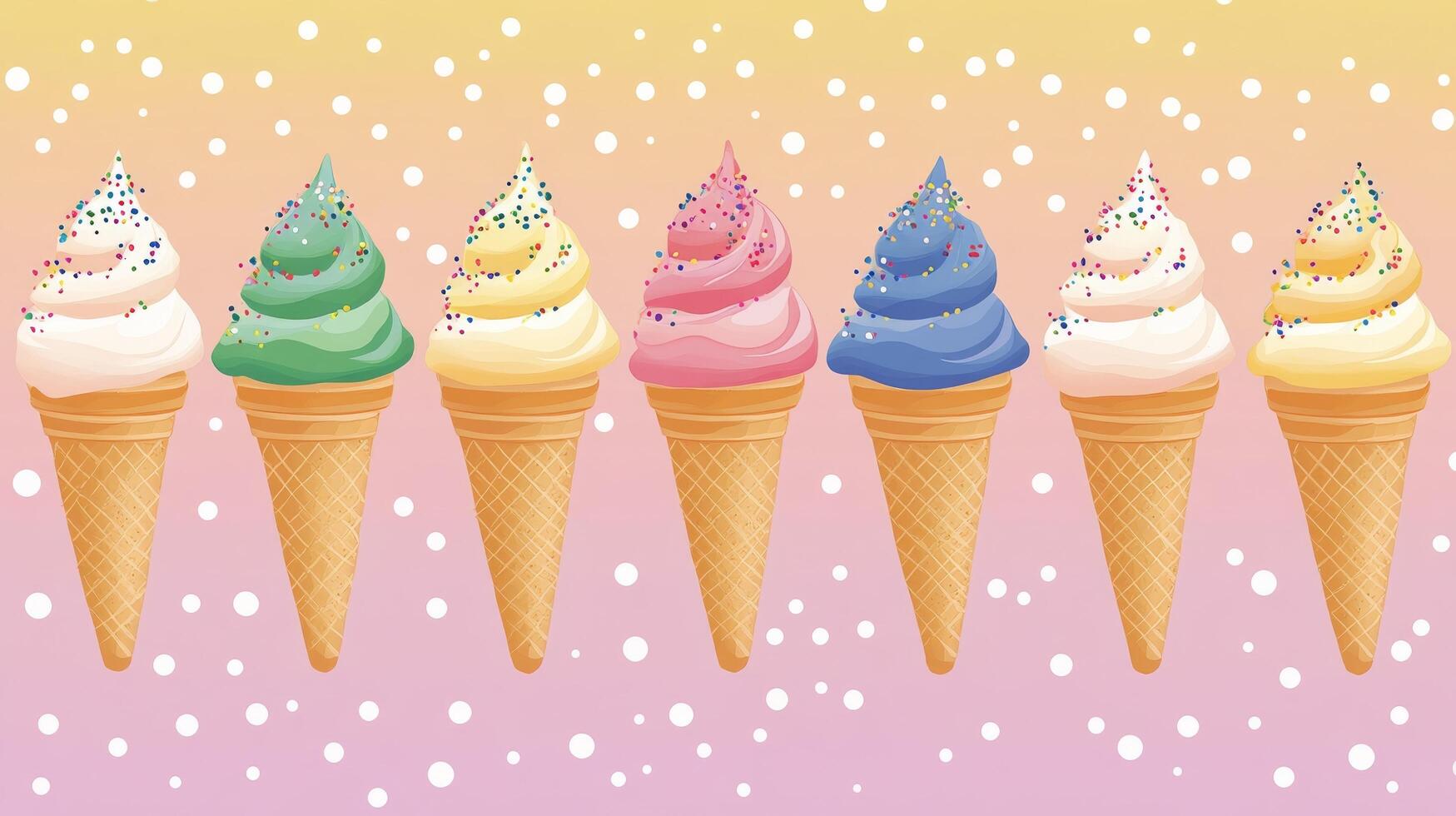 Ice cream cones on a pink background photo