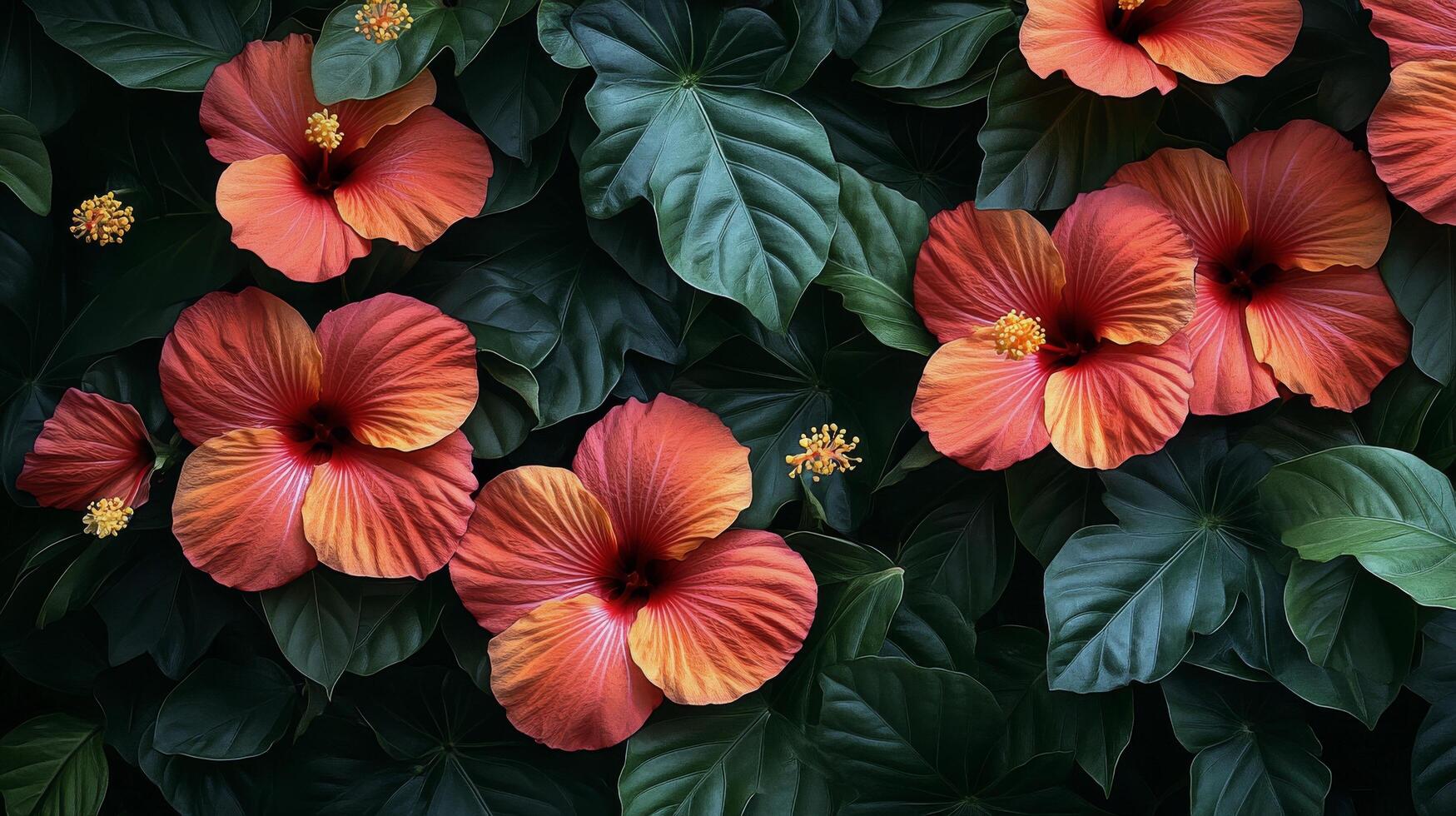 A group of orange flowers are on a plant photo