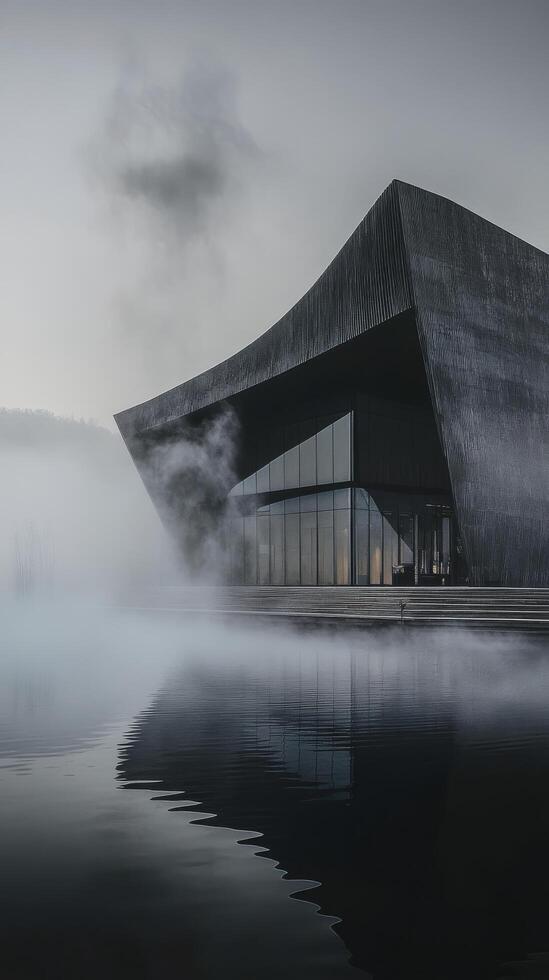 A building with fog on the side of it photo