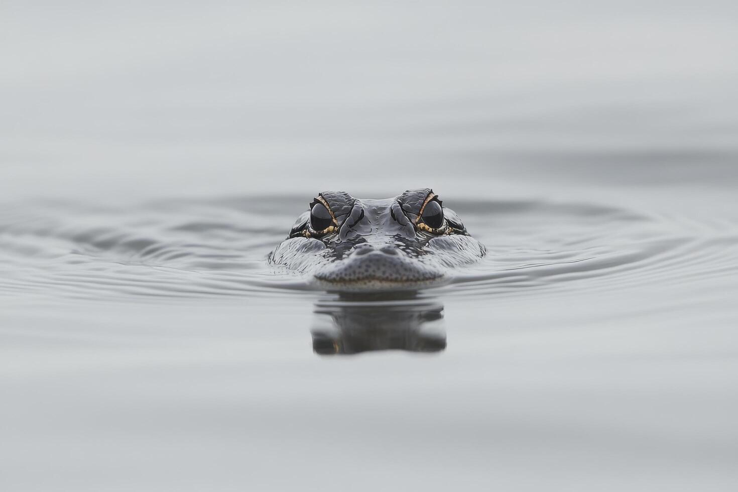 An alligator swimming in the water photo