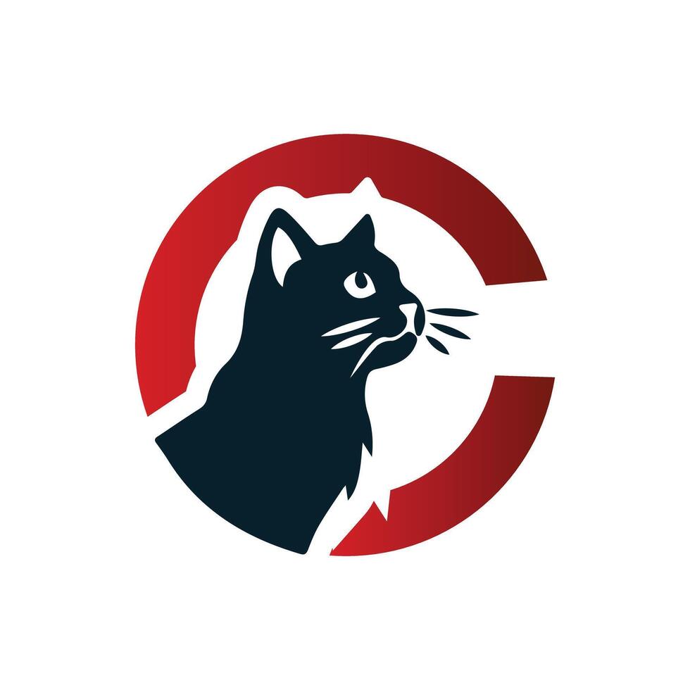 Ring Minimalistic Abstract Cat Logo Design Illustration vector