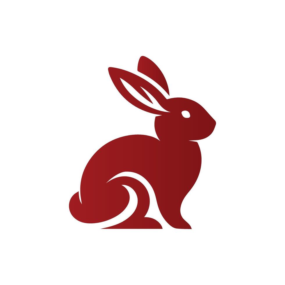 Simple Red Rabbit Logo Design Illustration vector