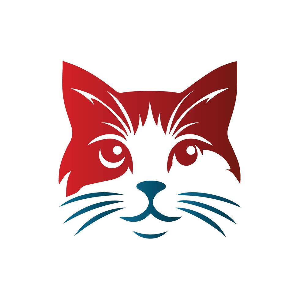 Red Minimalistic Abstract Cat Logo Design Illustration vector