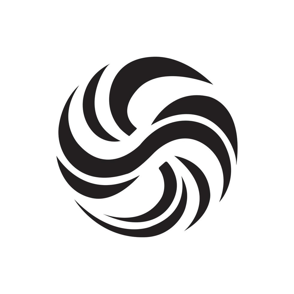 Black Swirling Lines Forming a Symmetrical Logo Illustration vector