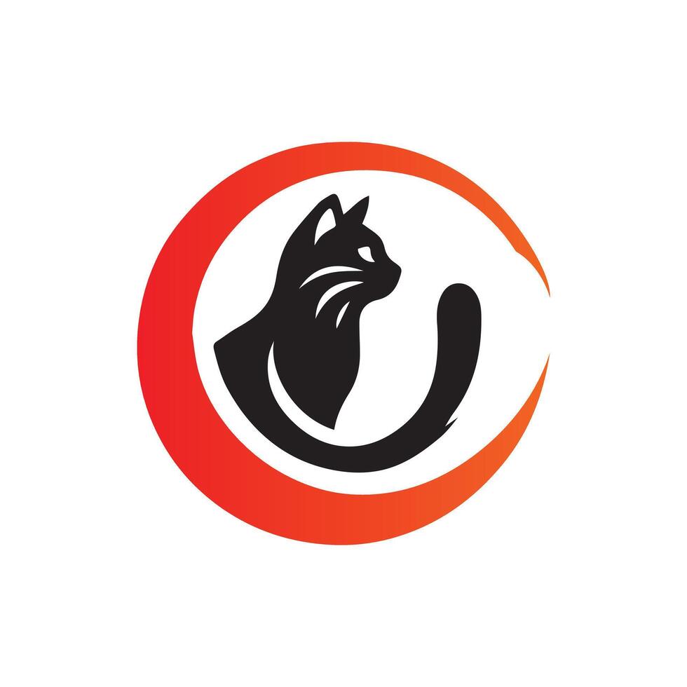 Moon Shape Minimalistic Abstract Cat Logo Design Illustration vector