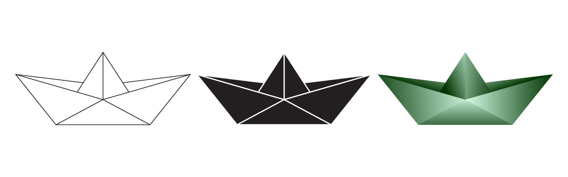 outline silhouette paper boat icon set vector