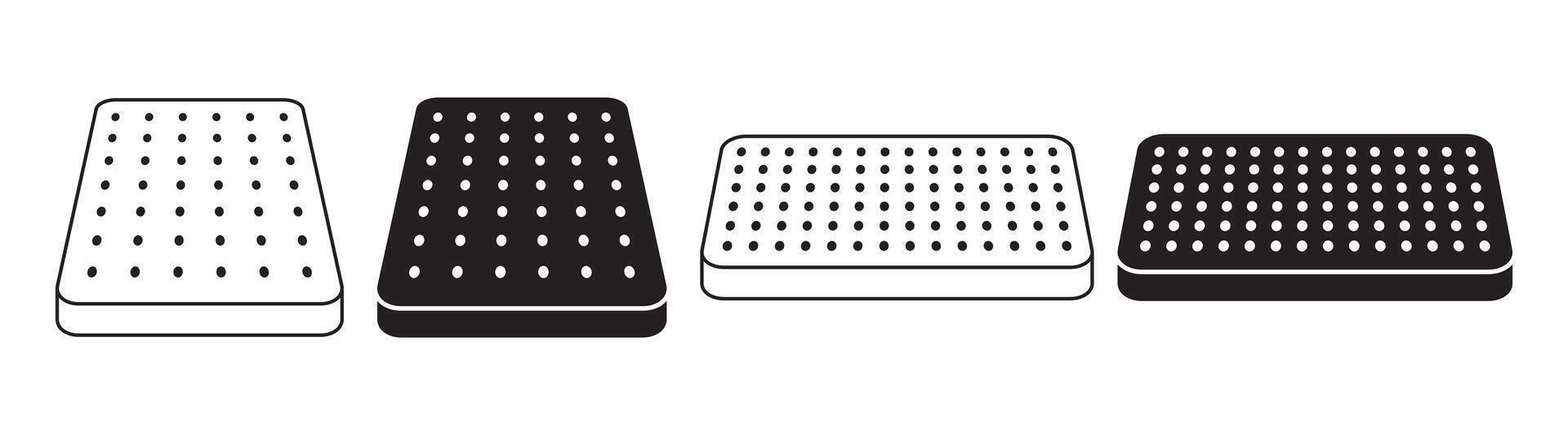 outline silhouette mattress icon set vector