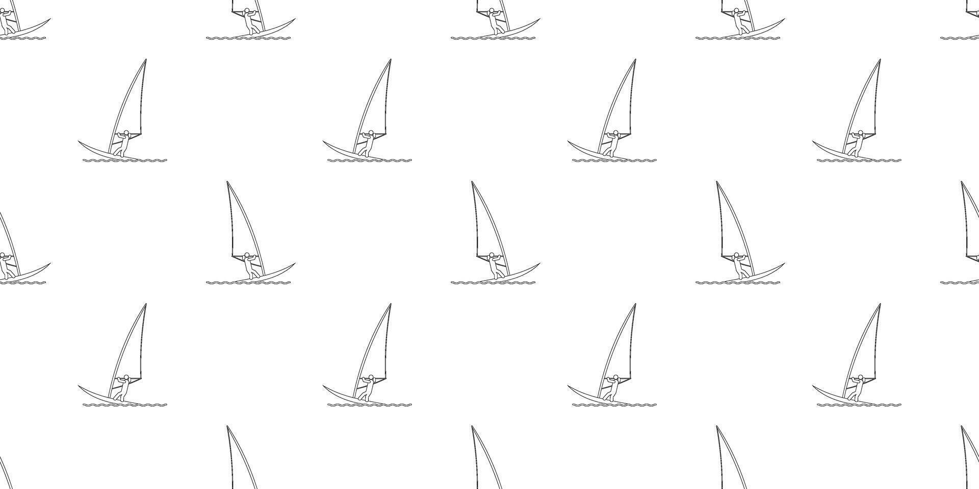 black white Windsurfing seamless pattern vector