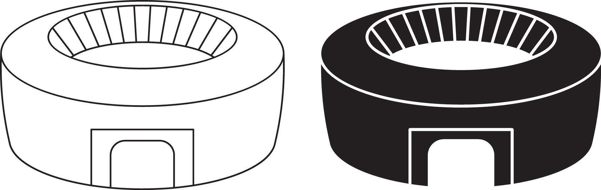 outline silhouette stadium icon set vector