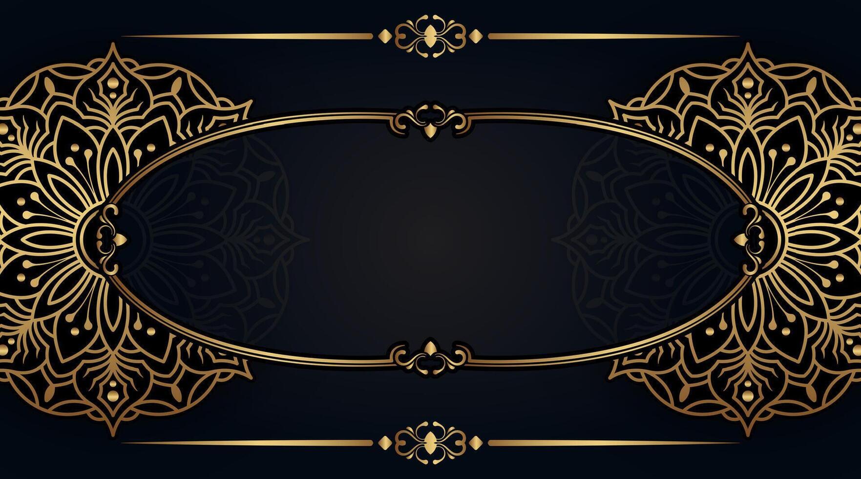 ornamental gold mandala on dark background vector