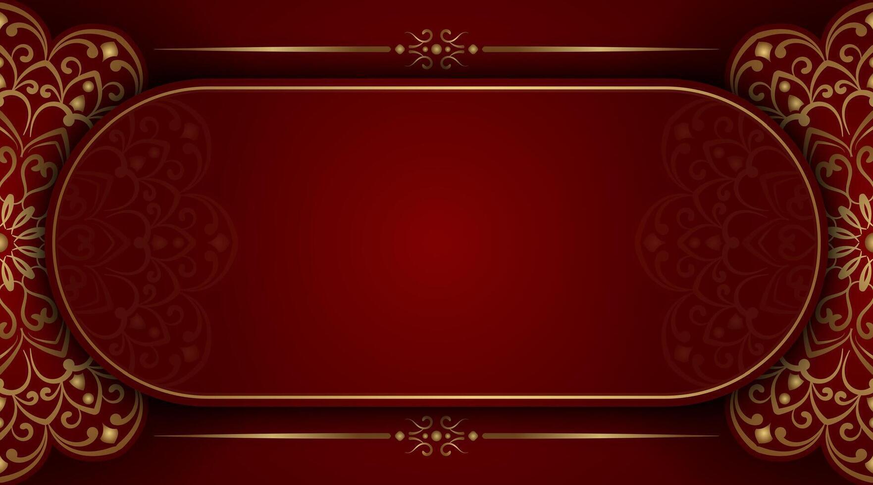 Red background with gold ornaments vector