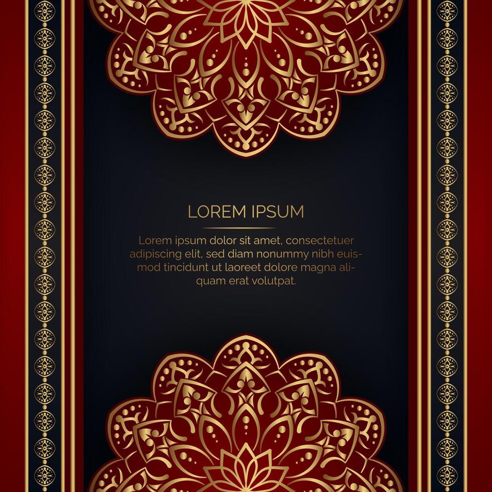 luxury red and black background with gold ornaments vector
