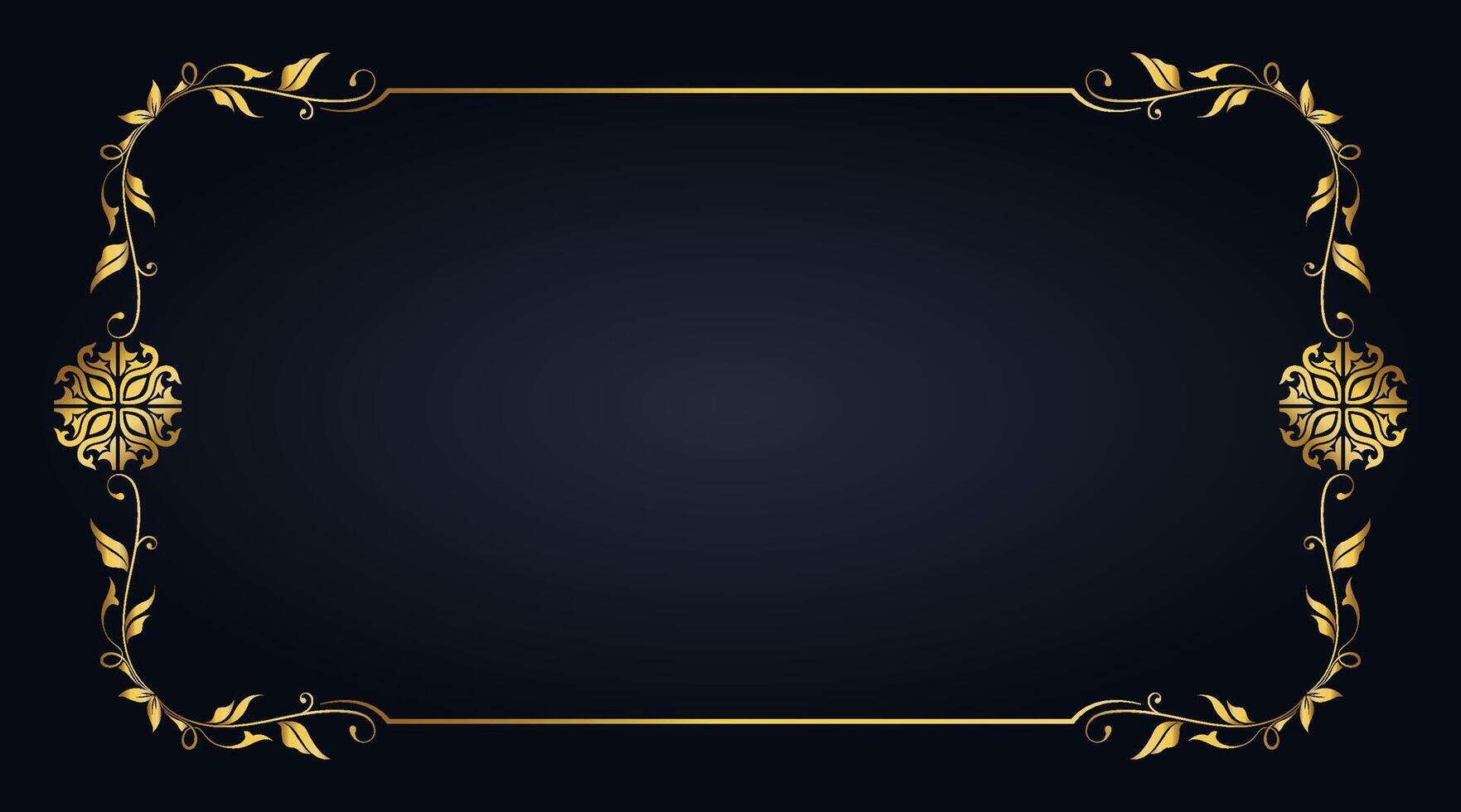Gold frame ornament on black background vector