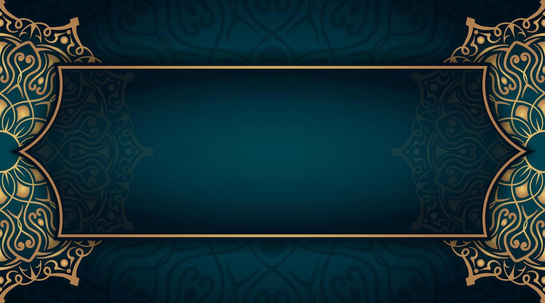 Green Luxury background with golden mandala ornament vector
