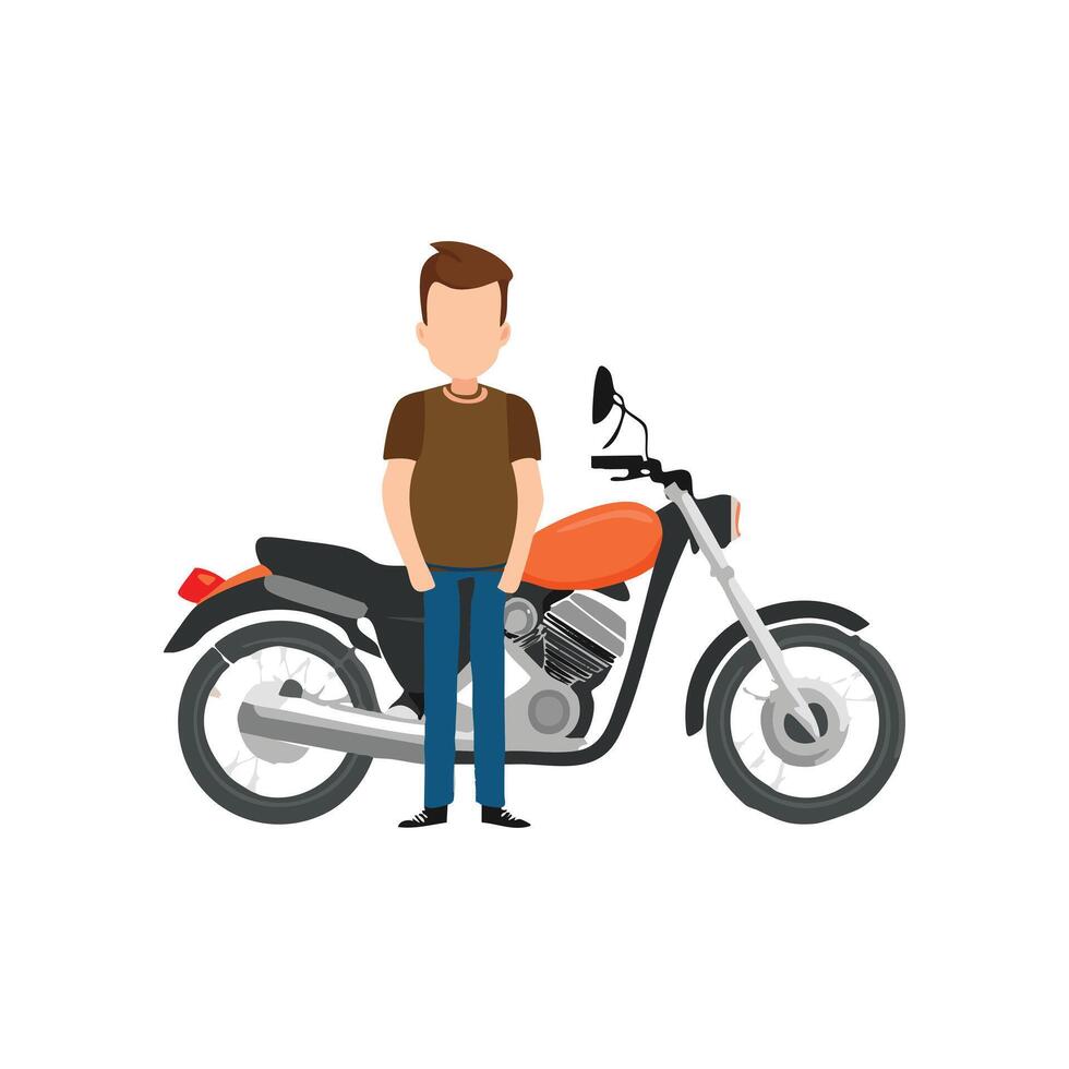 Man And Old Motorbike vector