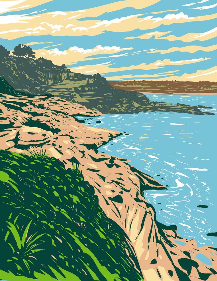 South Bondi Beach Headland in Sydney NSW Australia WPA Poster Art vector