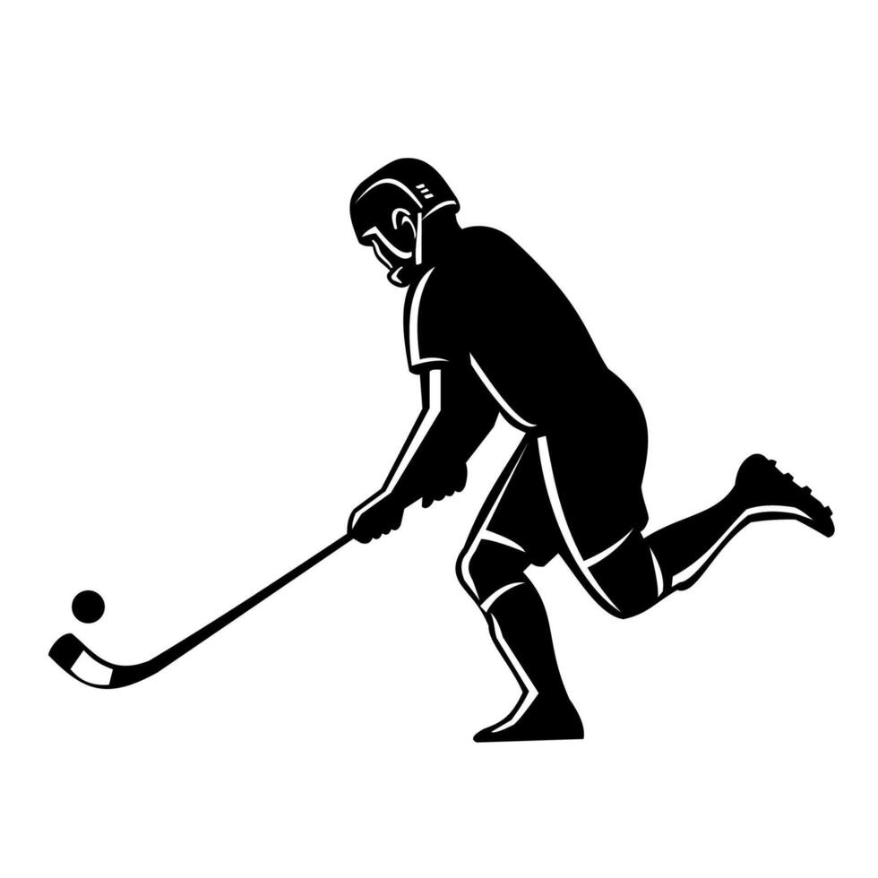 Shinty Player with Caman Stick Doing Keepy-Uppy Silhouette Retro vector