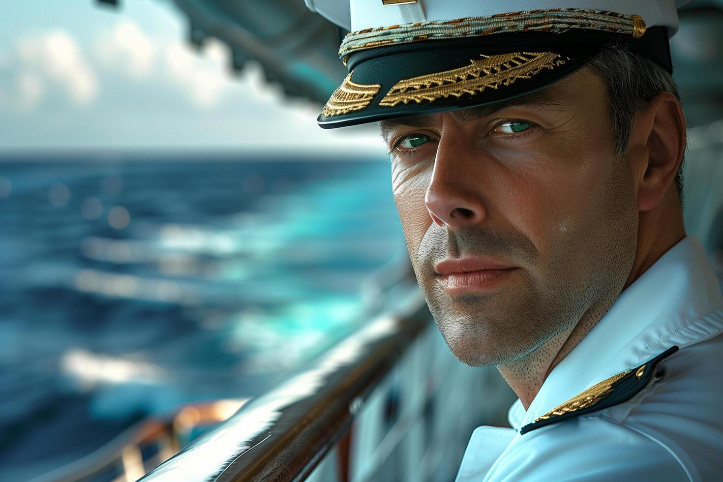 A man in a white uniform photo