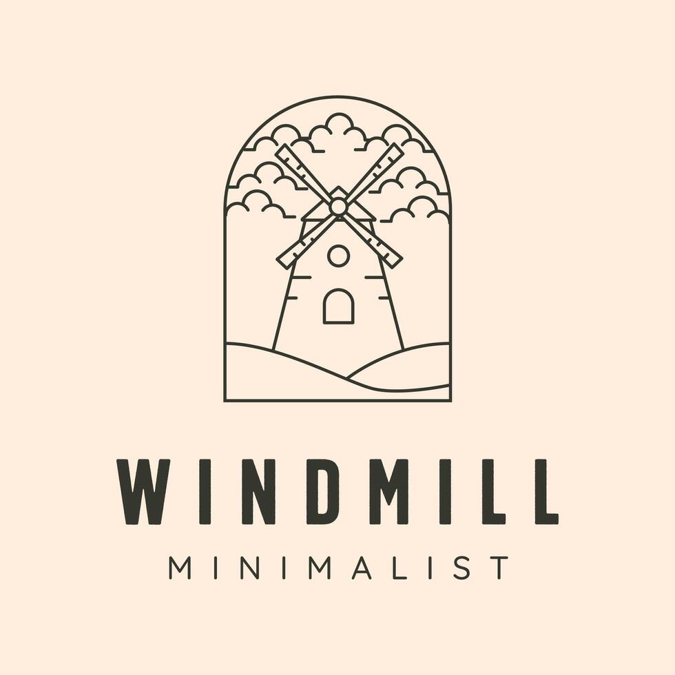 windmill line art logo symbol illustration design vector