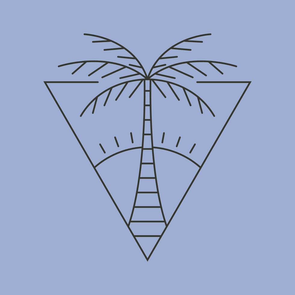 bohemian palm line art logo minimal design vector