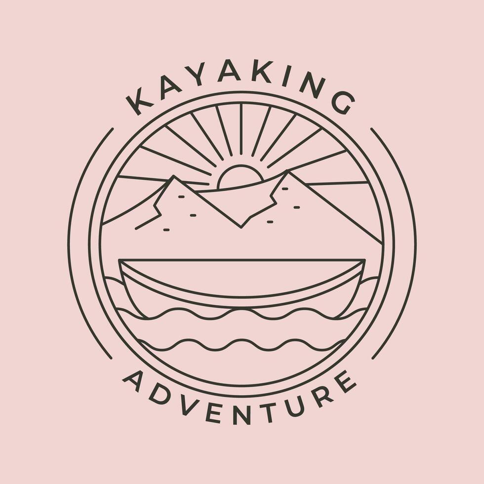 kayaking adventures line art logo symbol illustration design vector