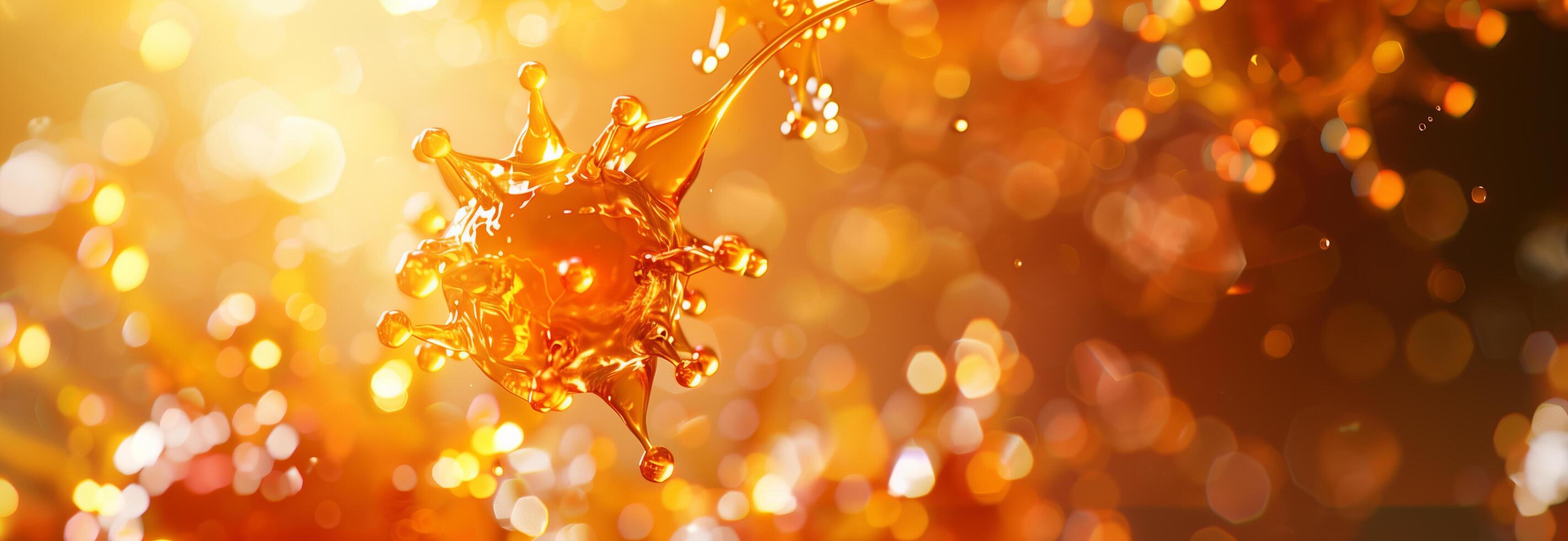 Orange liquid splashes on a dark background photo