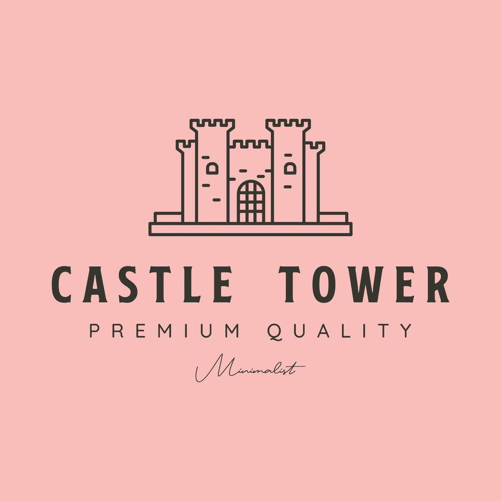 castle tower line art logo symbol illustration design vector
