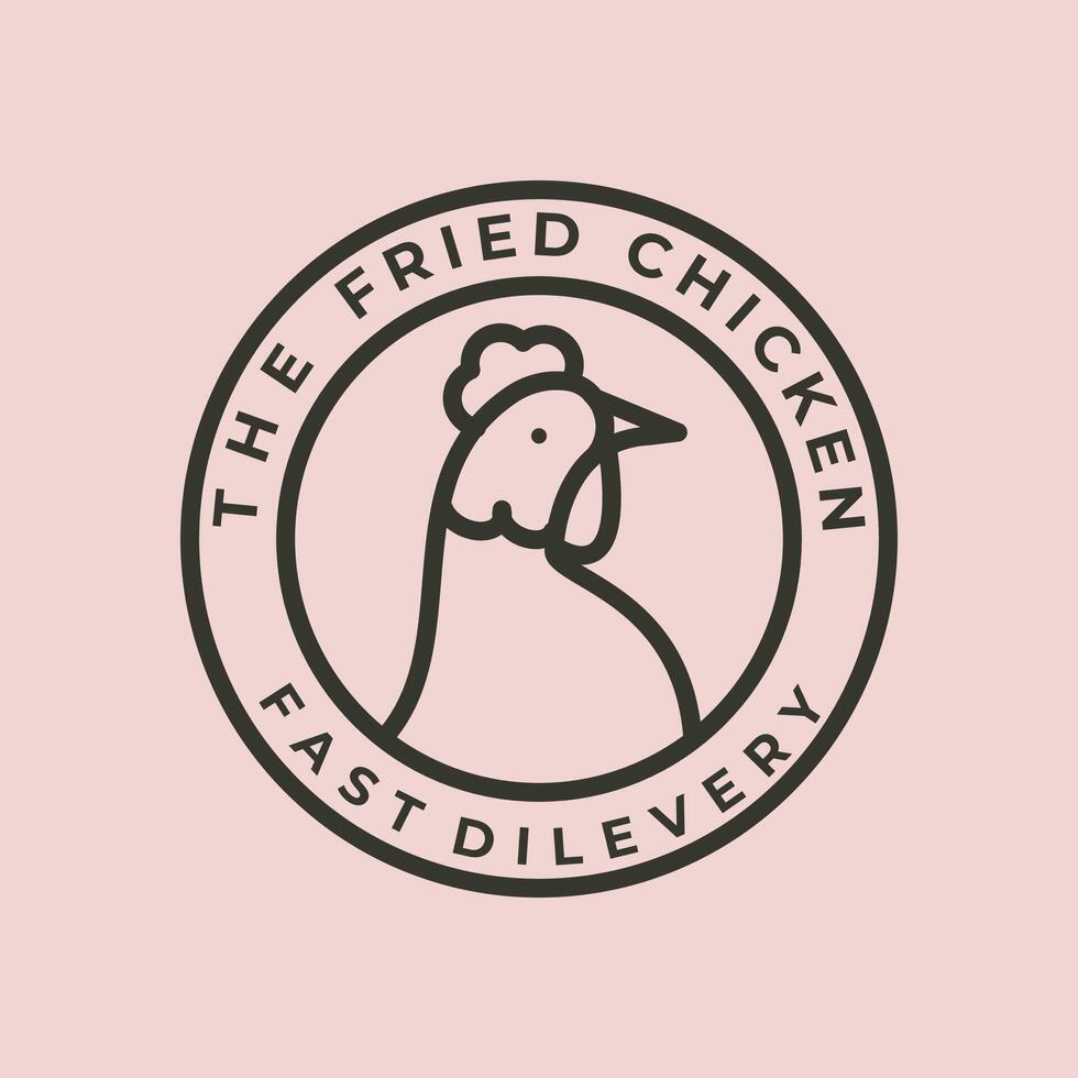 fried chicken line art logo symbol illustration design vector