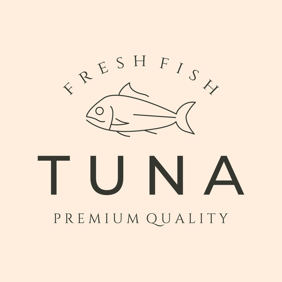 tuna fresh fish line art logo symbol illustration design vector